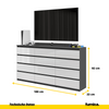 GABRIEL - Kommode / Sideboard mit 12 Schubladen (8+4) - Anthrazit / Weiß Gloss H92cm B180cm T33cm