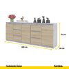 MIKEL - Kommode / Sideboard mit 6 Schubladen und 3 Tür - Beton-Optik / Sonoma Eiche H75cm B80cm T35cm