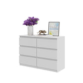 GABRIEL - Kommode / Sideboard mit 6 Schubladen - Weiß Matt H71cm B100cm T33cm