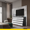 GABRIEL - Kommode / Sideboard mit 12 Schubladen (8+4) - Anthrazit / Weiß Gloss H92cm B180cm T33cm