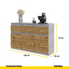 NOAH - Kommode / Sideboard mit 3 Schubladen und 3 Türen - Beton-Optik / Wotan Eiche H75cm B120cm T35cm