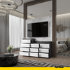 GABRIEL - Kommode / Sideboard mit 10 Schubladen (6+4) - Anthrazit / Weiß Gloss H92/70cm B160cm T33cm