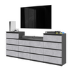 GABRIEL - Kommode / Sideboard mit 14 Schubladen (4+6+4) -  Anthrazit / Beton-Optik H92/70cm B220cm T33cm