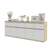 NOAH - Kommode / Sideboard mit 5 Schubladen und 5 Tür - Sonoma Eiche / Weiß Matt H75cm B80cm T35cm