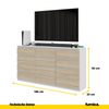 GABRIEL - Kommode / Sideboard mit 12 Schubladen (8+4) - Weiß Matt / Sonoma Eiche H92cm B180cm T33cm