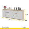 MIKEL - Kommode / Sideboard mit 6 Schubladen und 3 Tür - Sonoma Eiche / Weiß Matt H75cm B80cm T35cm