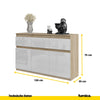 NOAH - Kommode / Sideboard mit 3 Schubladen und 3 Türen - Sonoma Eiche / Weiß Gloss H75cm B120cm T35cm