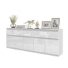 NOAH - Kommode mit 5 Schubladen und 5 Türen - Schlafzimmer Kommode Aufbewahrung Schrank Sideboard - Weiß Matt / Weiß Glanz H75cm B200cm T35cm