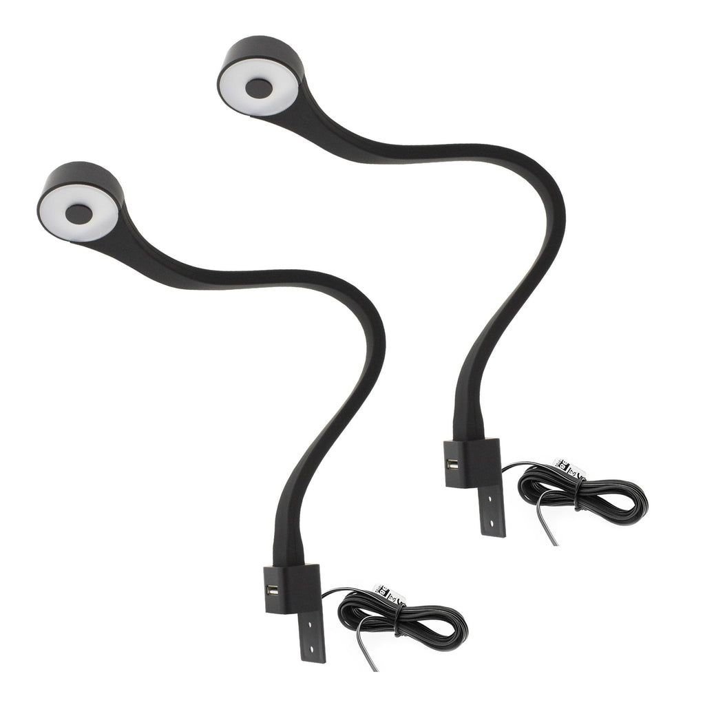 2 Schlafzimmer LED Lampen mit USB + Netzteil (F02)