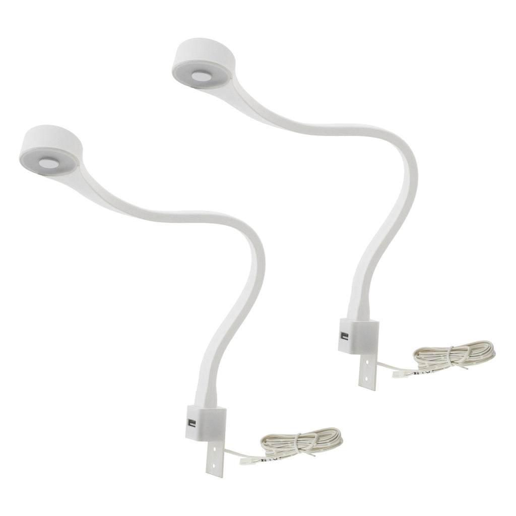 2 Schlafzimmer LED Lampen mit USB + Netzteil (F02)