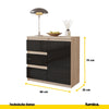 MIKEL - Kommode / Sideboard mit 3 Schubladen und 1 Tür - Sonoma Eiche / Schwarz Gloss H75cm B80cm T35cm
