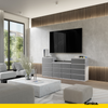 GABRIEL - Kommode / Sideboard mit 14 Schubladen (4+6+4) - Beton-Optik / Anthrazit H92/70cm B220cm T33cm