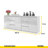 MIKEL - Kommode / Sideboard mit 6 Schubladen und 3 Tür - Weiß Matt / Weiß Gloss H75cm B80cm T35cm