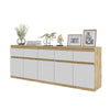 NOAH - Kommode mit 5 Schubladen und 5 Türen - Schlafzimmer Kommode Aufbewahrung Schrank Sideboard - Wotan Eiche / Weiß Matt H75cm B200cm T35cm