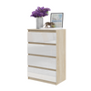 GABRIEL - Kommode / Sideboard mit 4 Schubladen - Sonoma Eiche / Weiß Gloss H92cm B60cm T33cm