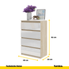 GABRIEL - Kommode / Sideboard mit 4 Schubladen - Sonoma Eiche / Weiß Gloss H92cm B60cm T33cm