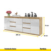 MIKEL - Kommode mit 6 Schubladen und 3 Türen - Schlafzimmer Kommode Aufbewahrung Schrank Sideboard - Wotan Eiche / Weiß Glanz H75cm B200cm T35cm