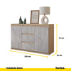 MIKEL - Kommode / Sideboard mit 3 Schubladen und 2 Türen - Sonoma Eiche / Beton-Optik H75cm B120cm T35cm