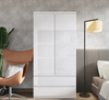 JOELLE - Kleiderschrank mit 2 Türen und 2 Schubladen -  Weiß Matt / Weißglanz H180cm B90cm T50cm
