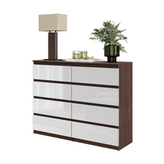 GABRIEL - Kommode / Sideboard mit 8 Schubladen - Wenge / Weiß Gloss H92cm B120cm T33cm