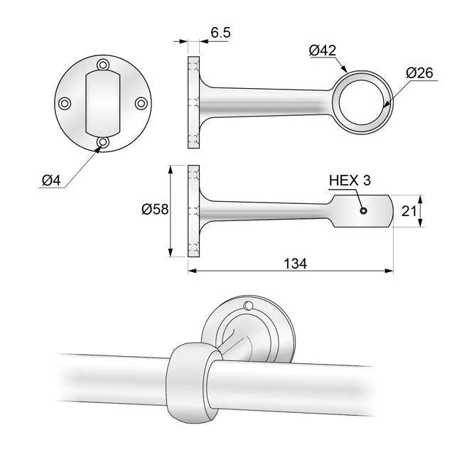25mm Abstandshalter, Chrom – Furnica