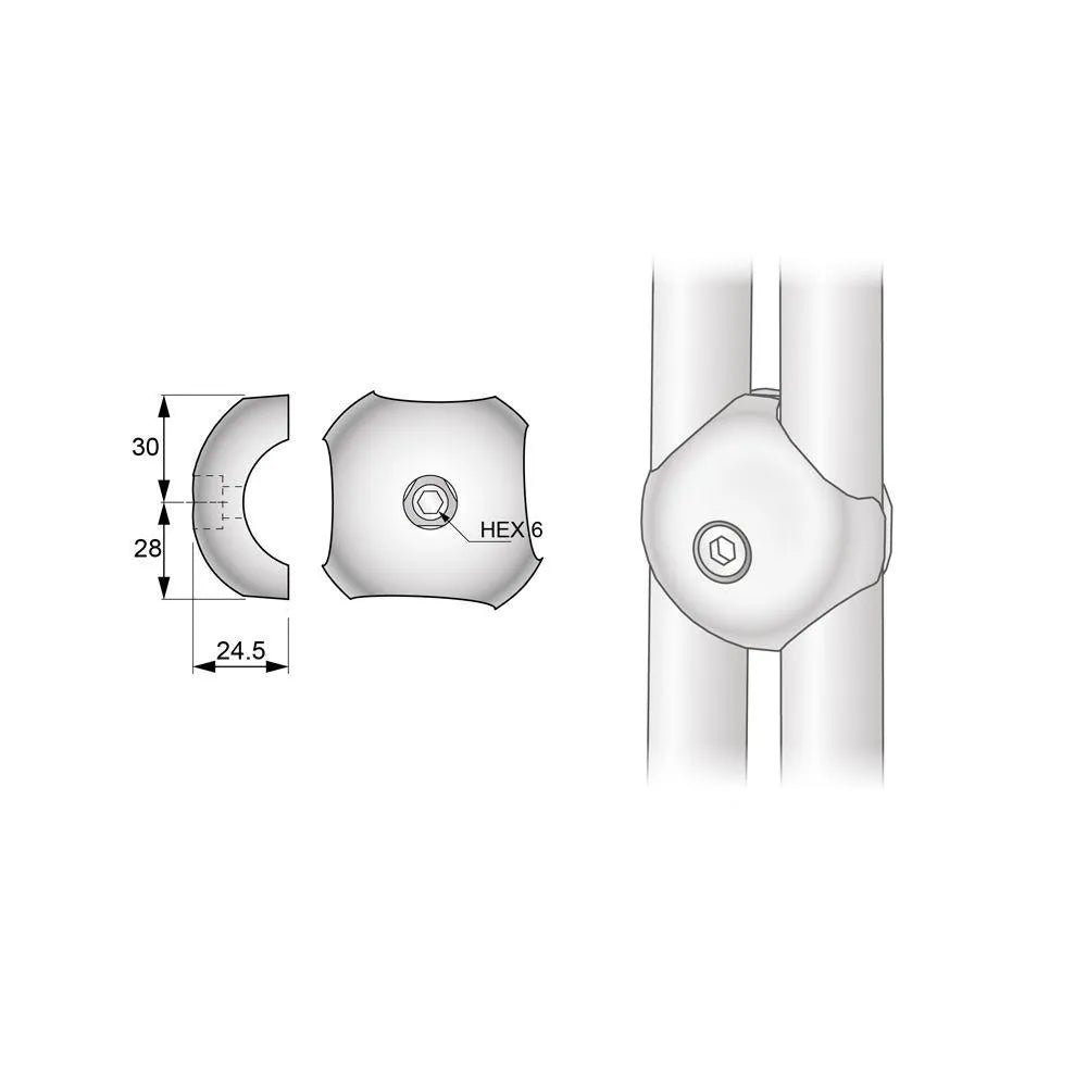 25mm Kugel Rohrverbinder, Chrom – Furnica
