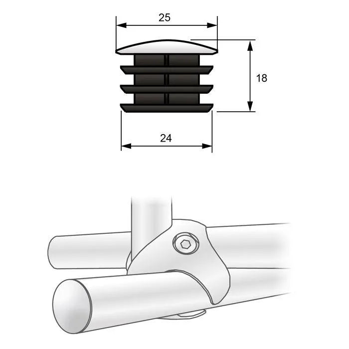 25mm Rohrkappe, Chrom – Furnica