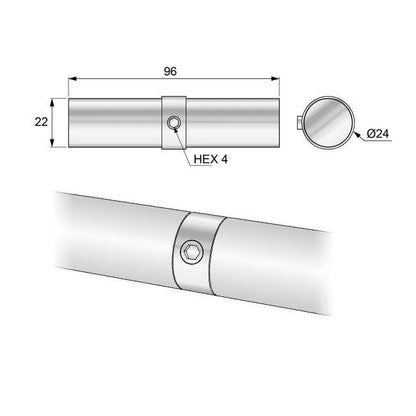 25mm Rohrverbinder, Chrom – Furnica