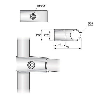 25mm Rohrverbinder Trennwandhalter, Chrom – Furnica