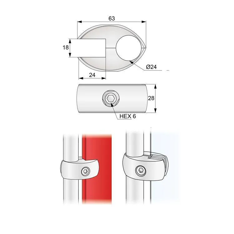 25mm Verbindungsstecker für Glas und Platten, Chrom – Furnica