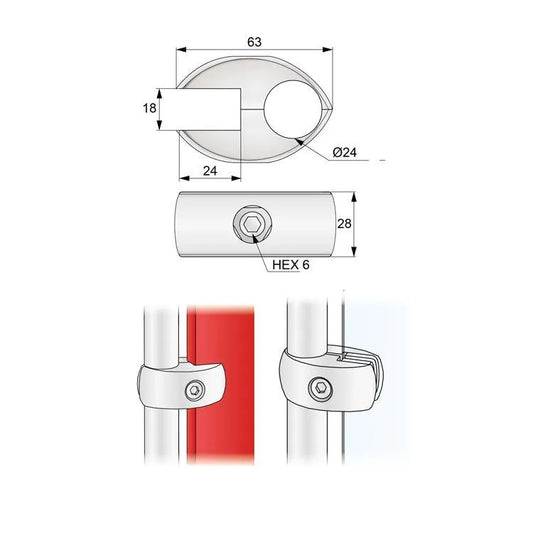 25mm Verbindungsstecker für Glas und Platten, Chrom – Furnica