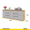 MIKEL - Kommode / Sideboard mit 6 Schubladen und 3 Tür - Wotan Eiche / Beton-Optik H75cm B80cm T35cm