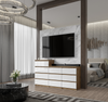 GABRIEL - Kommode / Sideboard mit 10 Schubladen (6+4) - Wotan Eiche / Weiß Gloss H92/70cm B160cm T33cm