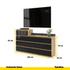 GABRIEL - Kommode / Sideboard mit 10 Schubladen (6+4) - Wotan Eiche / Schwarz Gloss H92/70cm B160cm T33cm