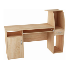 ROBIN - Computertisch mit 1 Schublade und 1 Tür und Tastaturablage - Sonoma Eiche H112cm B150cm T50cm