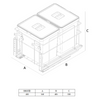 Mülleimer Mülltrennung - 2x15L - 40cm Küchenschrank