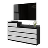 GABRIEL - Kommode / Sideboard mit 10 Schubladen (6+4) - Schwarz Matt / Weiß Matt H92/70cm B160cm T33cm