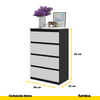 GABRIEL - Kommode / Sideboard mit 4 Schubladen - Schwarz Matt / Weiß Matt H92cm B60cm T33cm