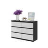 GABRIEL - Kommode / Sideboard mit 6 Schubladen - Schwarz Matt / Weiß Gloss H71cm B100cm TD33cm