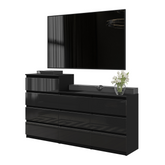 GABRIEL - Kommode / Sideboard mit 10 Schubladen (6+4) - Schwarz Matt / Schwarz Gloss H92/70cm B160cm T33cm