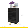 GABRIEL - Kommode / Sideboard mit 4 Schubladen - Schwarz Matt / Schwarz Gloss H92cm B60cm T33cm