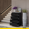 GABRIEL - Kommode / Sideboard mit 4 Schubladen - Schwarz Matt / Schwarz Gloss H92cm B60cm T33cm