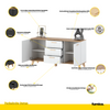 INGRID - Skandinavisch Kommode / Sideboard mit 3 Schubladen, 2 Türen - Weiß Matt / Wotan Eiche H75cm B150cm T45cm