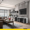 MIKEL - Kommode mit 6 Schubladen und 3 Türen - Schlafzimmer Kommode Aufbewahrungsschrank Sideboard - Weiß Matt / Schwarz Glanz H75cm B200cm T35cm