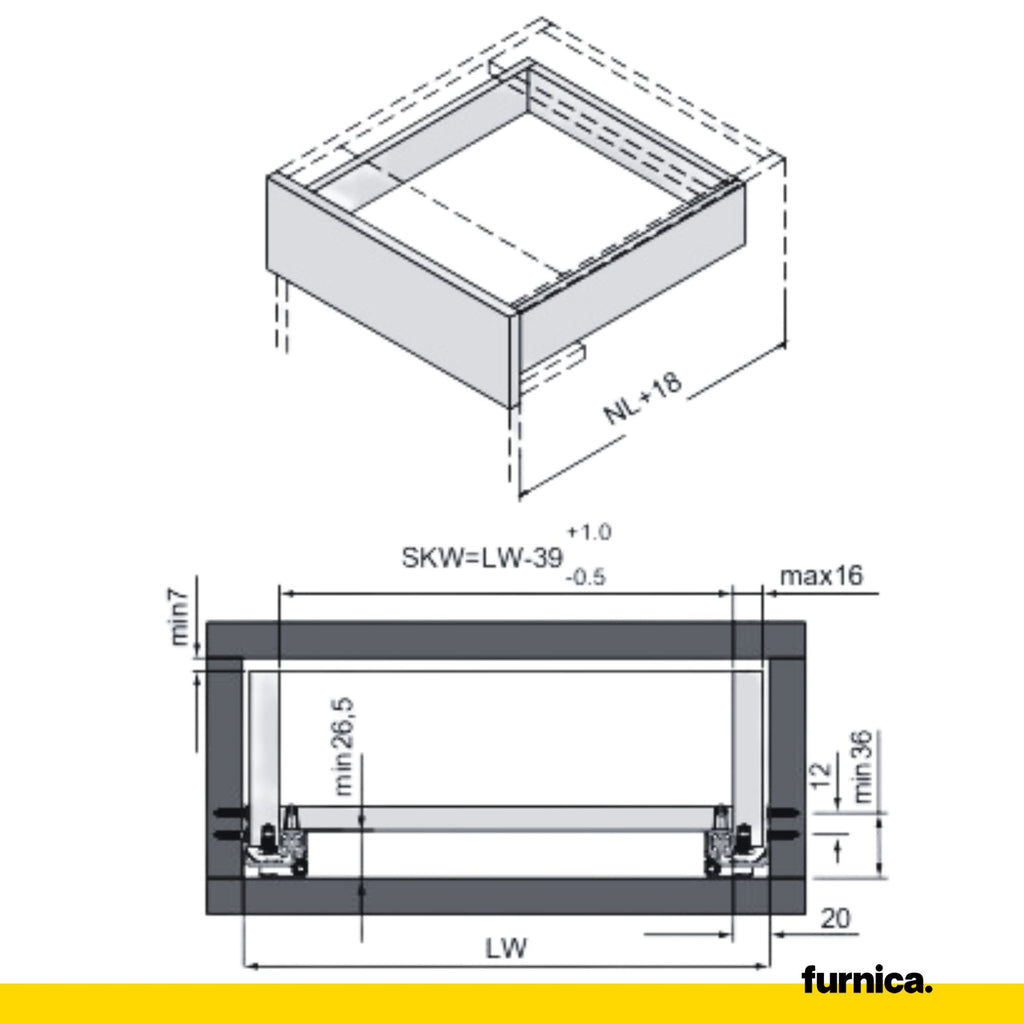 Soft-Close Unterflurführungen Schubladenschienen 550mm