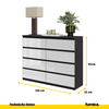 GABRIEL - Kommode / Sideboard mit 8 Schubladen - Schwarz Matt / Weiß Gloss H92cm B120cm T33cm