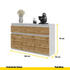 NOAH - Kommode / Sideboard mit 3 Schubladen und 3 Türen - Weiß Matt / Wotan Eiche H75cm B120cm T35cm