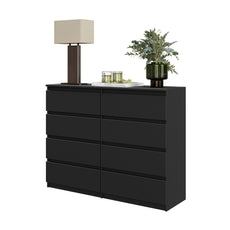 GABRIEL - Kommode / Sideboard mit 8 Schubladen - Schwarz Matt H92cm B120cm T33cm