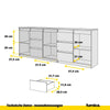 MIKEL - Kommode / Sideboard mit 6 Schubladen und 3 Tür - Weiß Matt / Sonoma Eiche H75cm B80cm T35cm