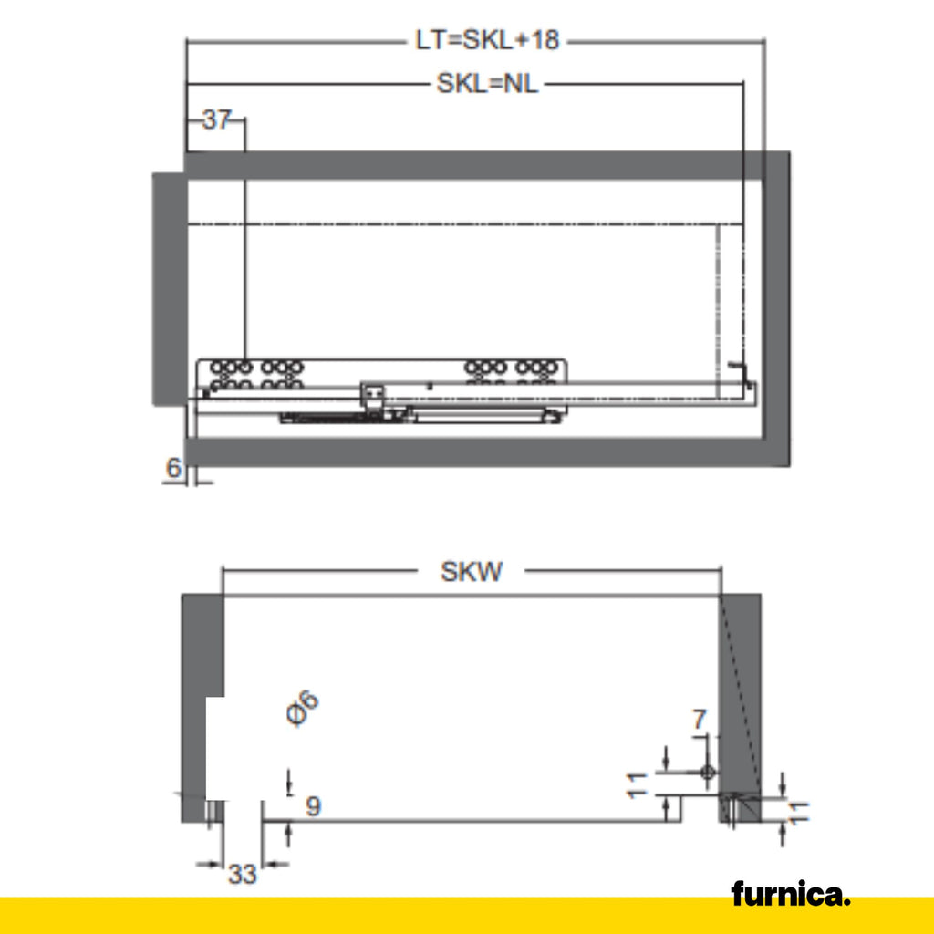 Soft-Close Unterflurführungen Schubladenschienen 250mm